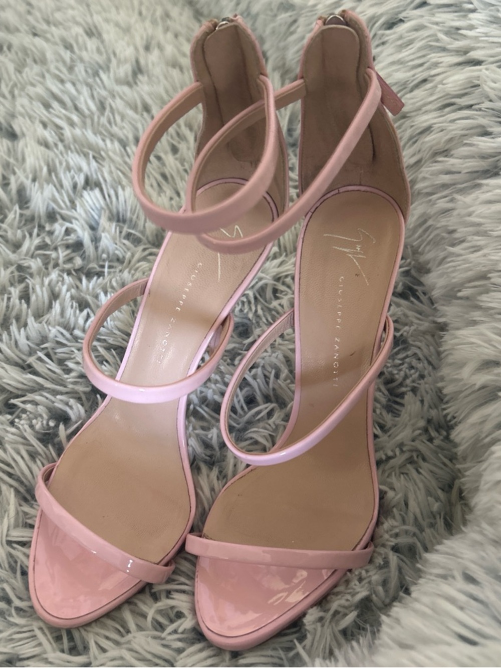 Giuseppe Zanotti Pink Patent Multi-Strap Stiletto Sandals